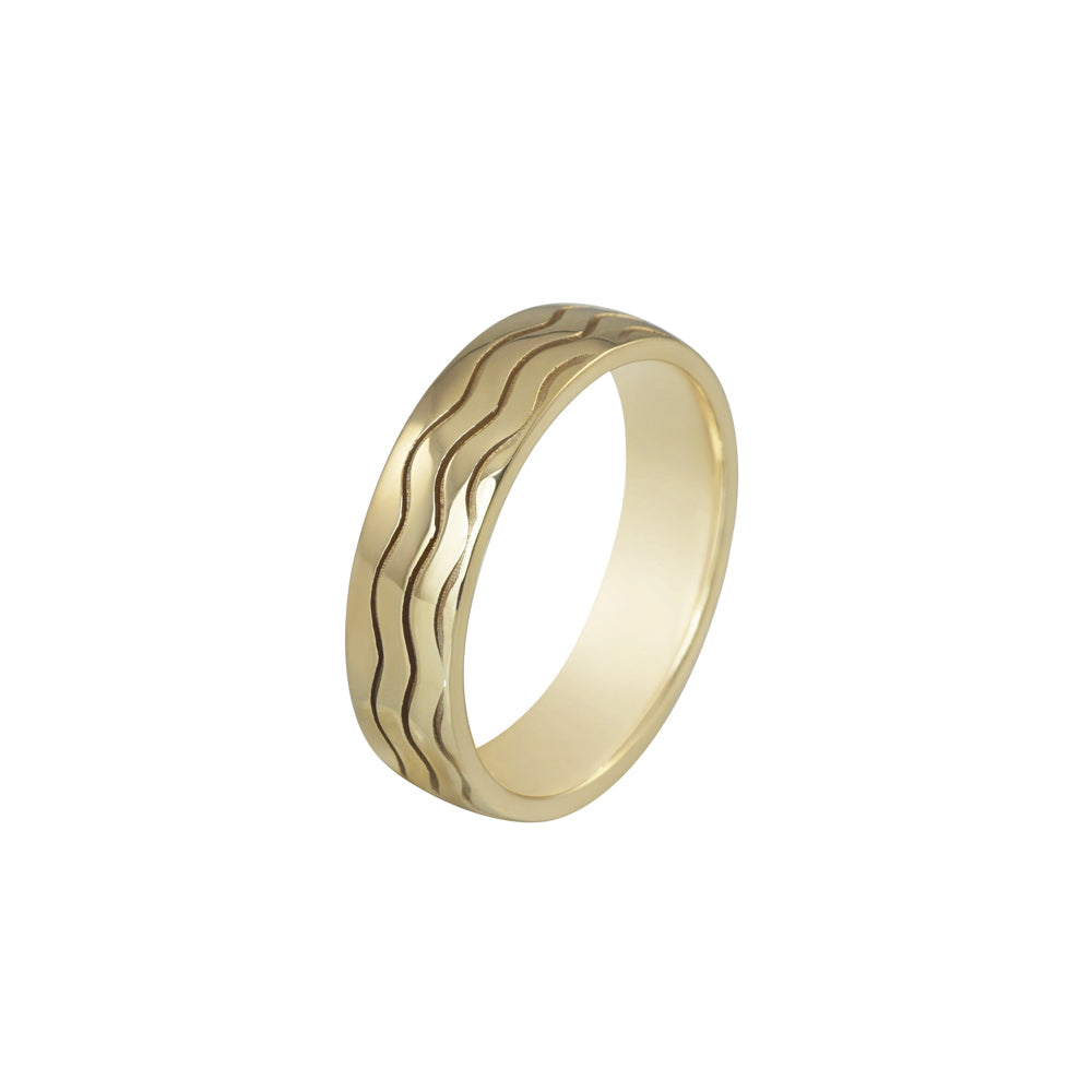 Yellow Gold Wave Wedding Ring for John