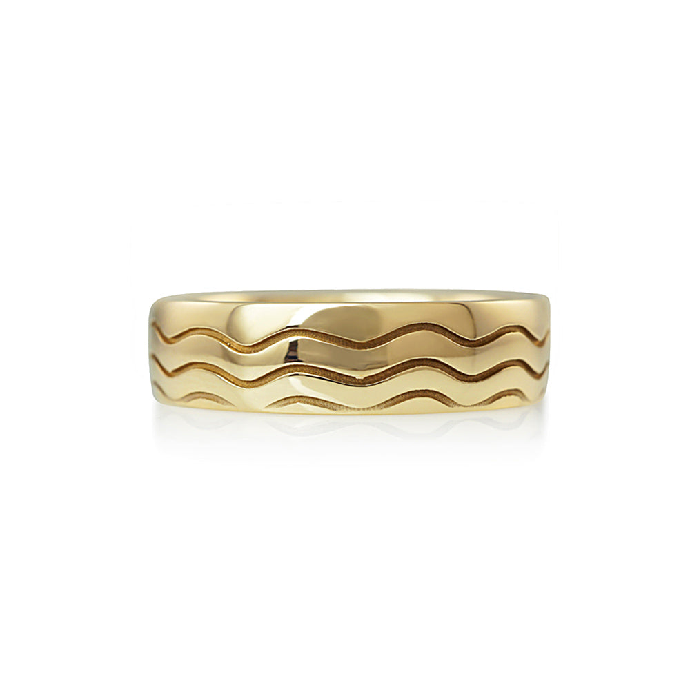 Yellow Gold Wave Wedding Ring for John