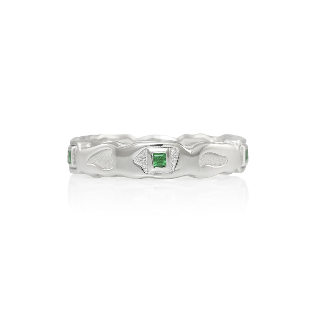 Hand-Carved Emerald Wedding Band for Joshua