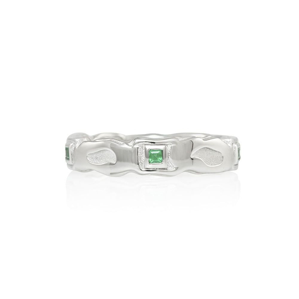 Hand-Carved Emerald Wedding Band for Joshua