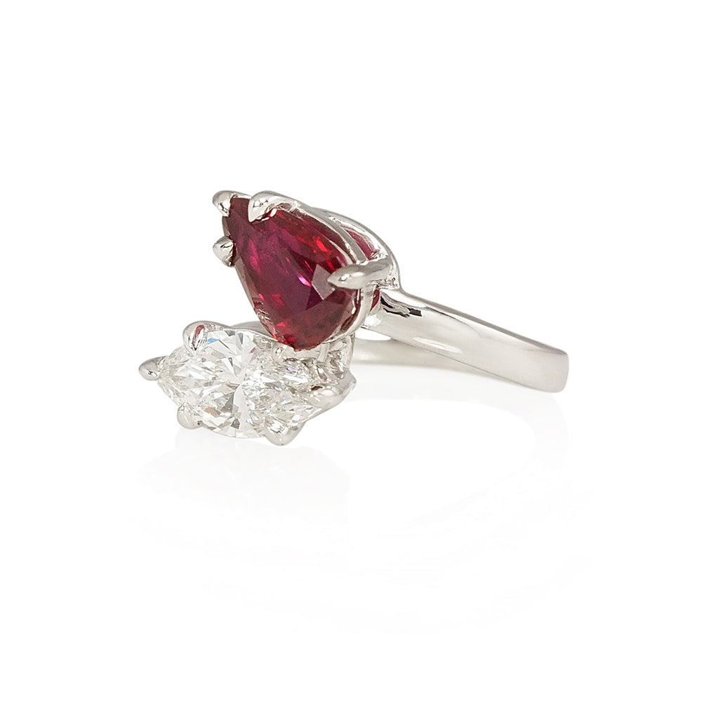 Diamond and Ruby Two Stone Engagement Ring for Kaitlyn