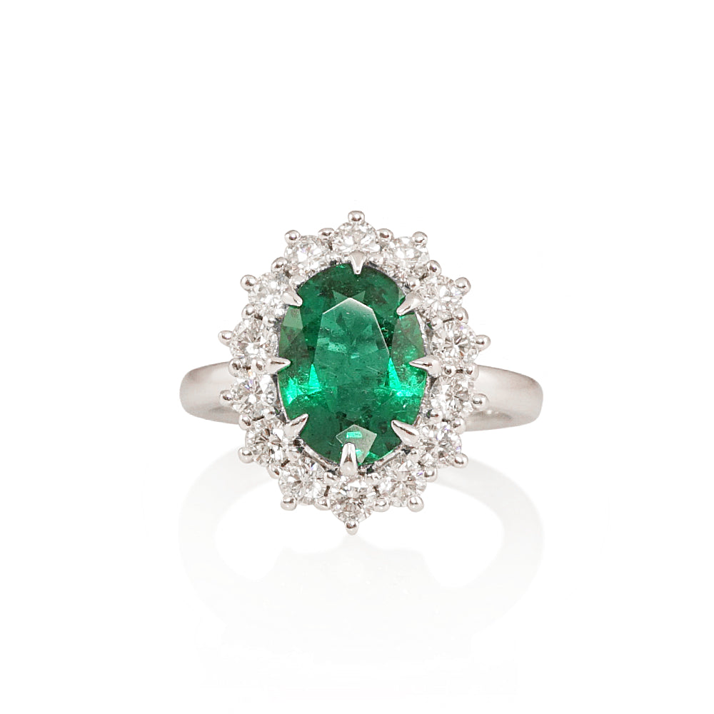 Emerald and Diamond Halo Ring for Kate