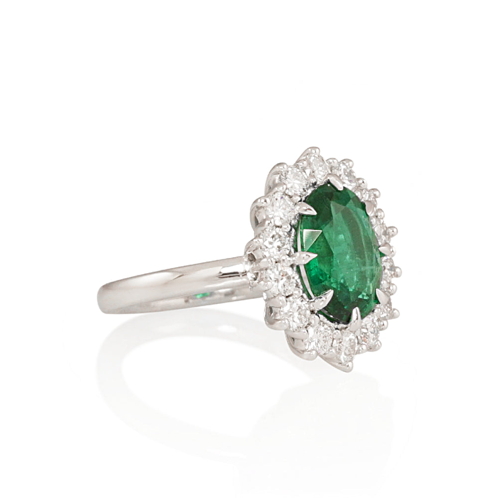 Emerald and Diamond Halo Ring for Kate