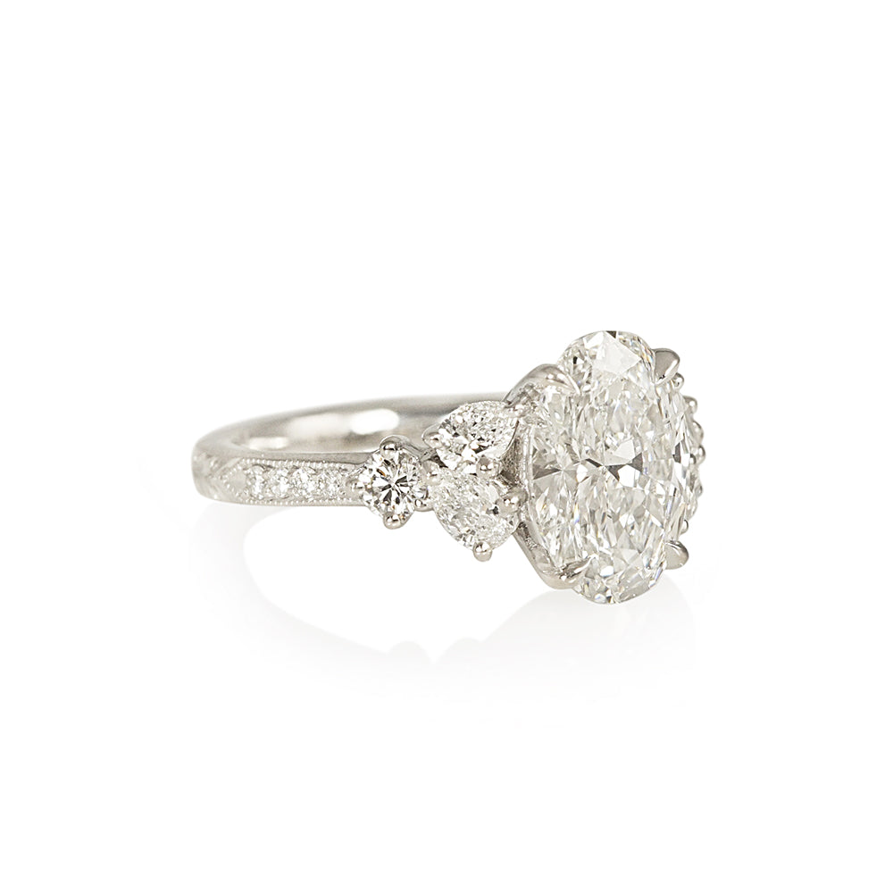 Dreamy Oval with Side Cluster Engagement Ring for Kate