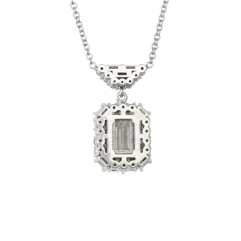 Emerald Cut Diamond Halo Necklace for Kathleen