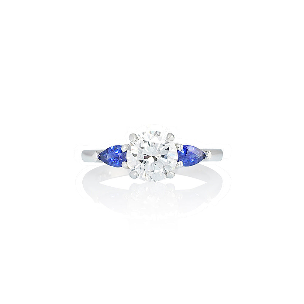 Diamond and Sapphire Three Stone Engagement Ring for Kathleen