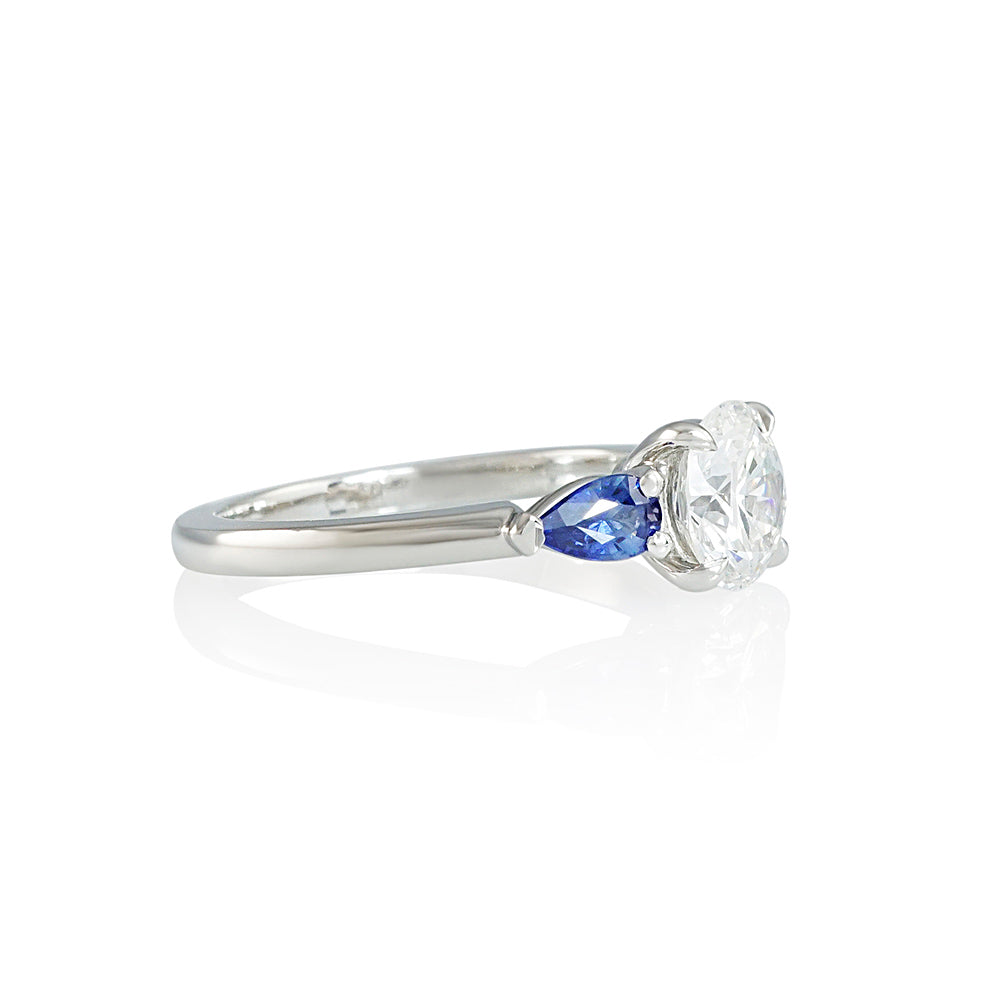 Diamond and Sapphire Three Stone Engagement Ring for Kathleen