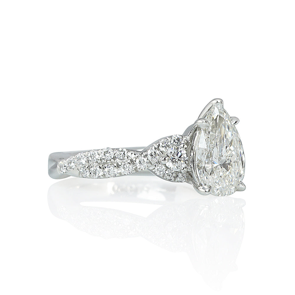 Pear Criss Cross Diamond Engagement Ring for Kellie