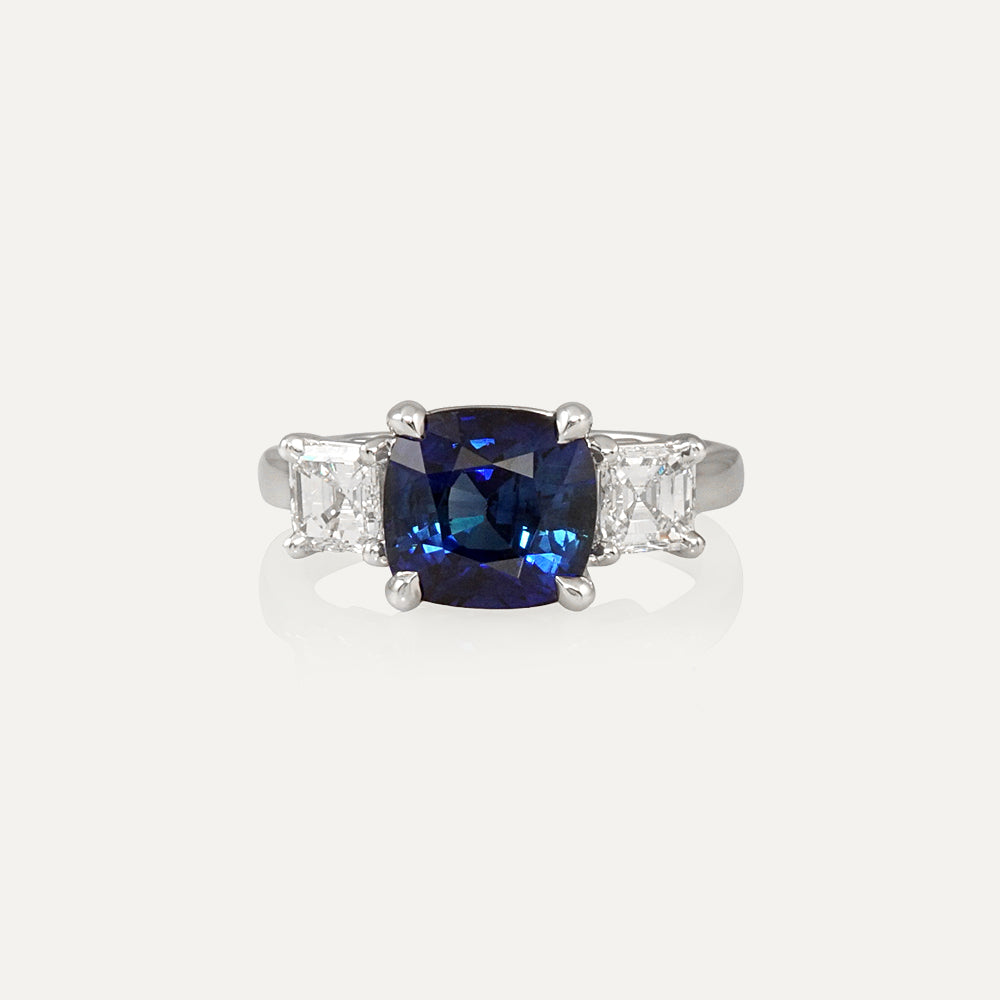Sapphire and Diamond Three Stone Engagement Ring