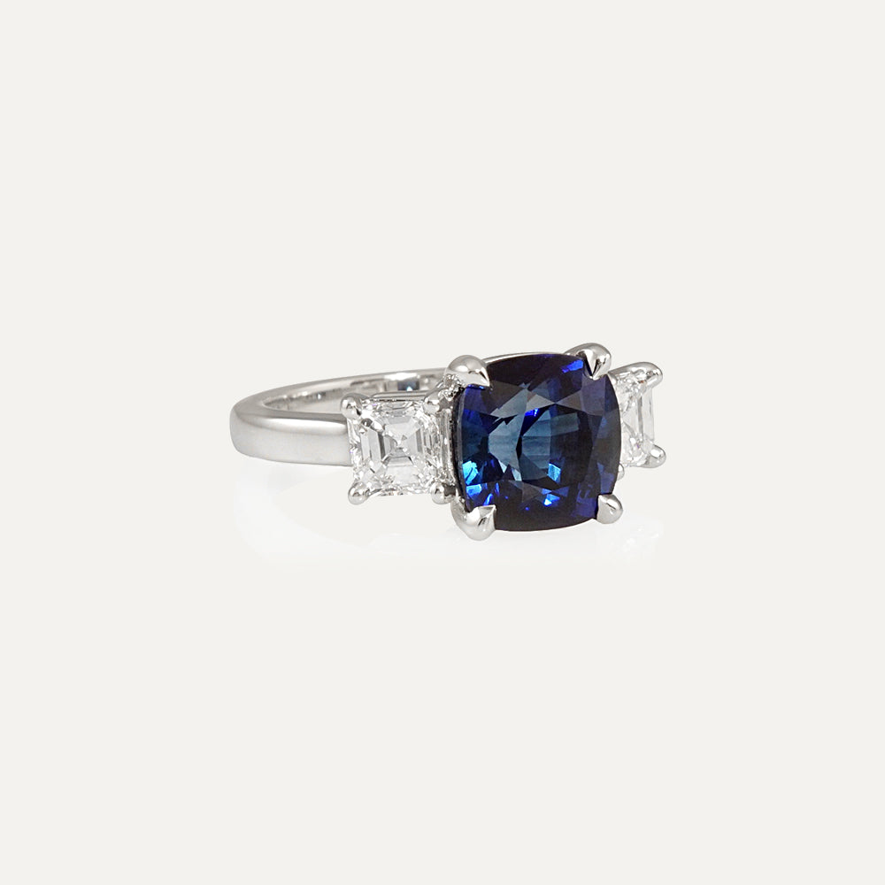 Sapphire and Diamond Three Stone Engagement Ring