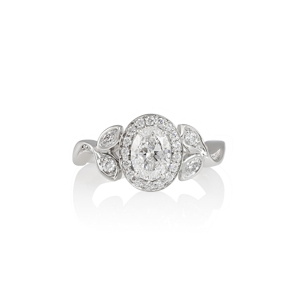 Oval Halo Vine Inspired Engagement Ring for Kripa