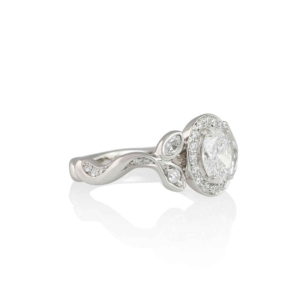 Oval Halo Vine Inspired Engagement Ring for Kripa