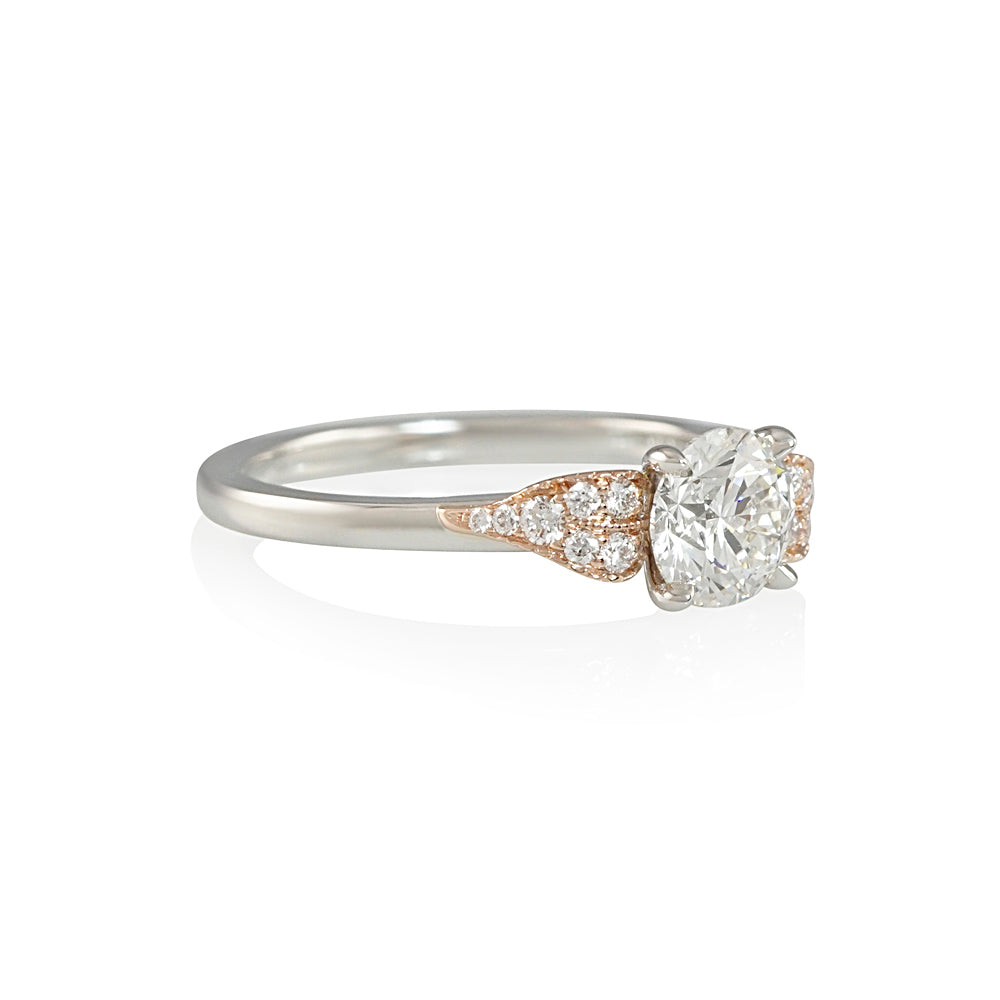 Platinum and Rose Gold Leaf Engagement Ring for Kristen