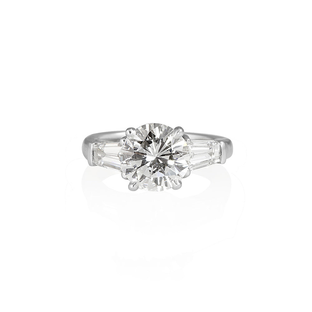 Lara Round With Tapered baguettes Engagement Ring