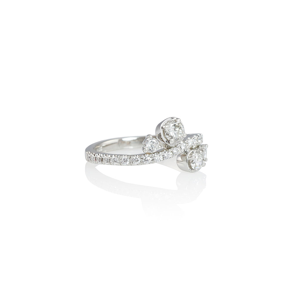 Double Diamond Wave Engagement Ring for Laura