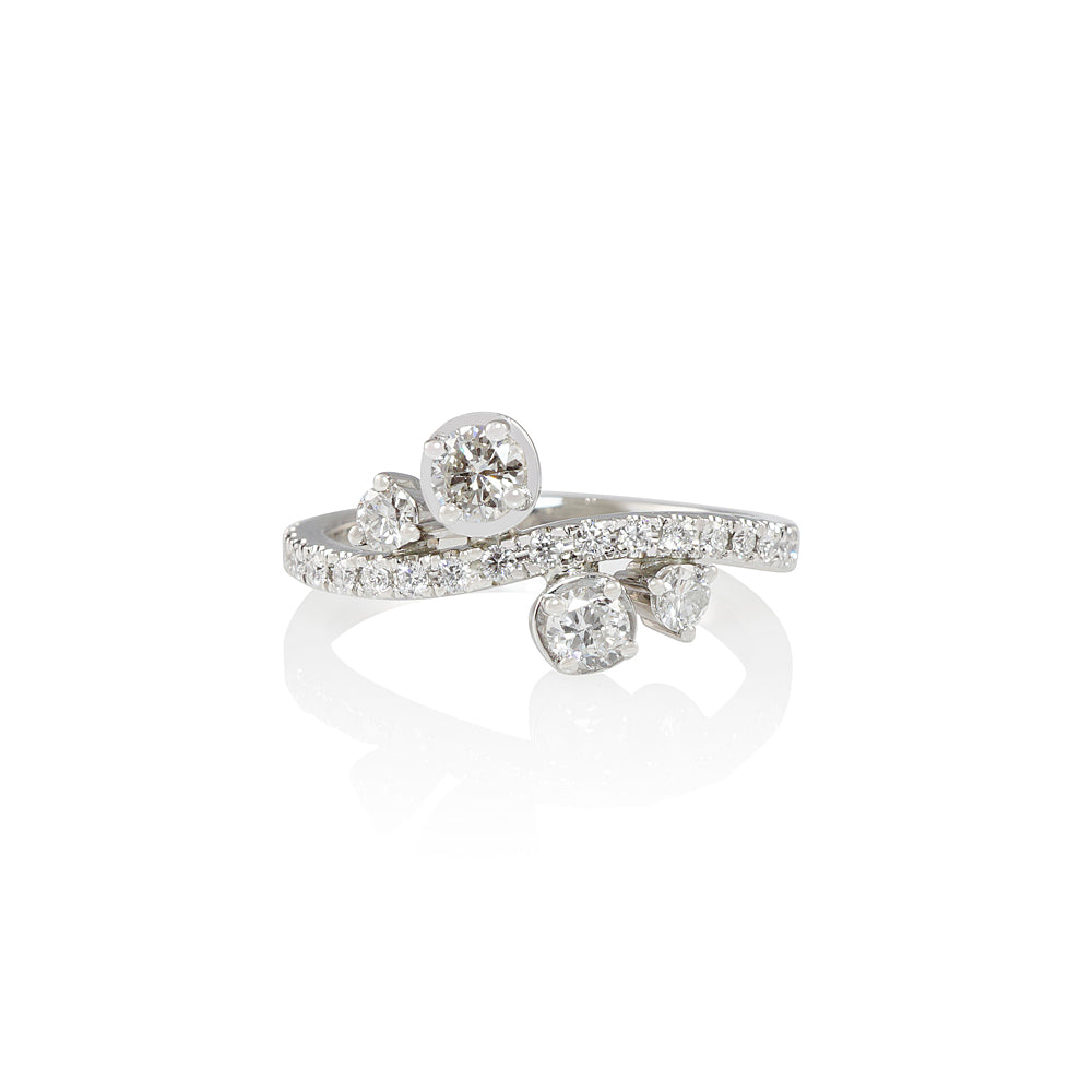 Double Diamond Wave Engagement Ring for Laura