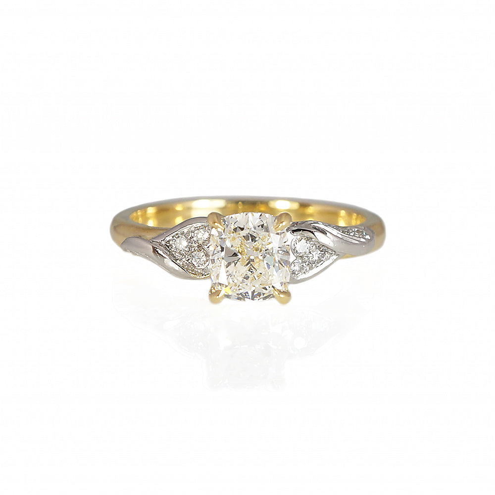 Laura Gold And Platinum Leaf Engagement Ring