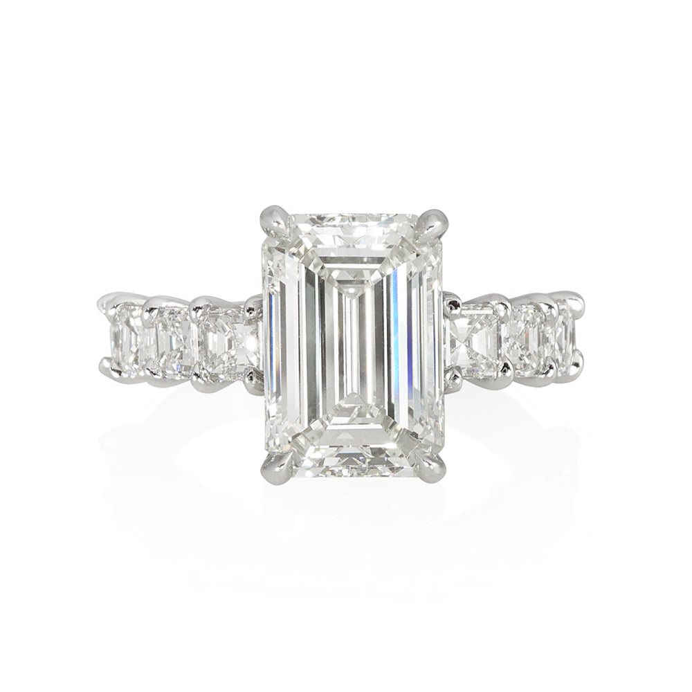 Emerald and Asscher Cut Diamond Engagement Ring for Laura