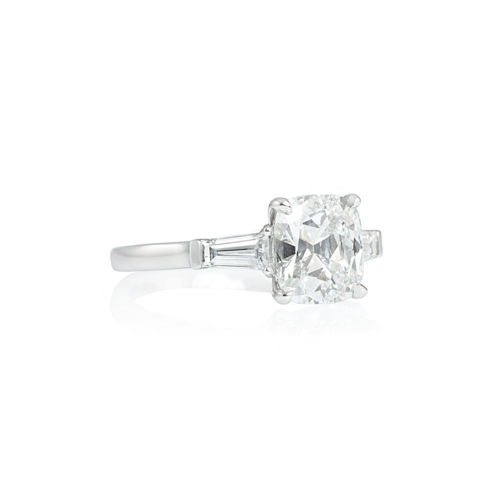 Cushion and Tapered Baguettes Engagement Ring for Lauren