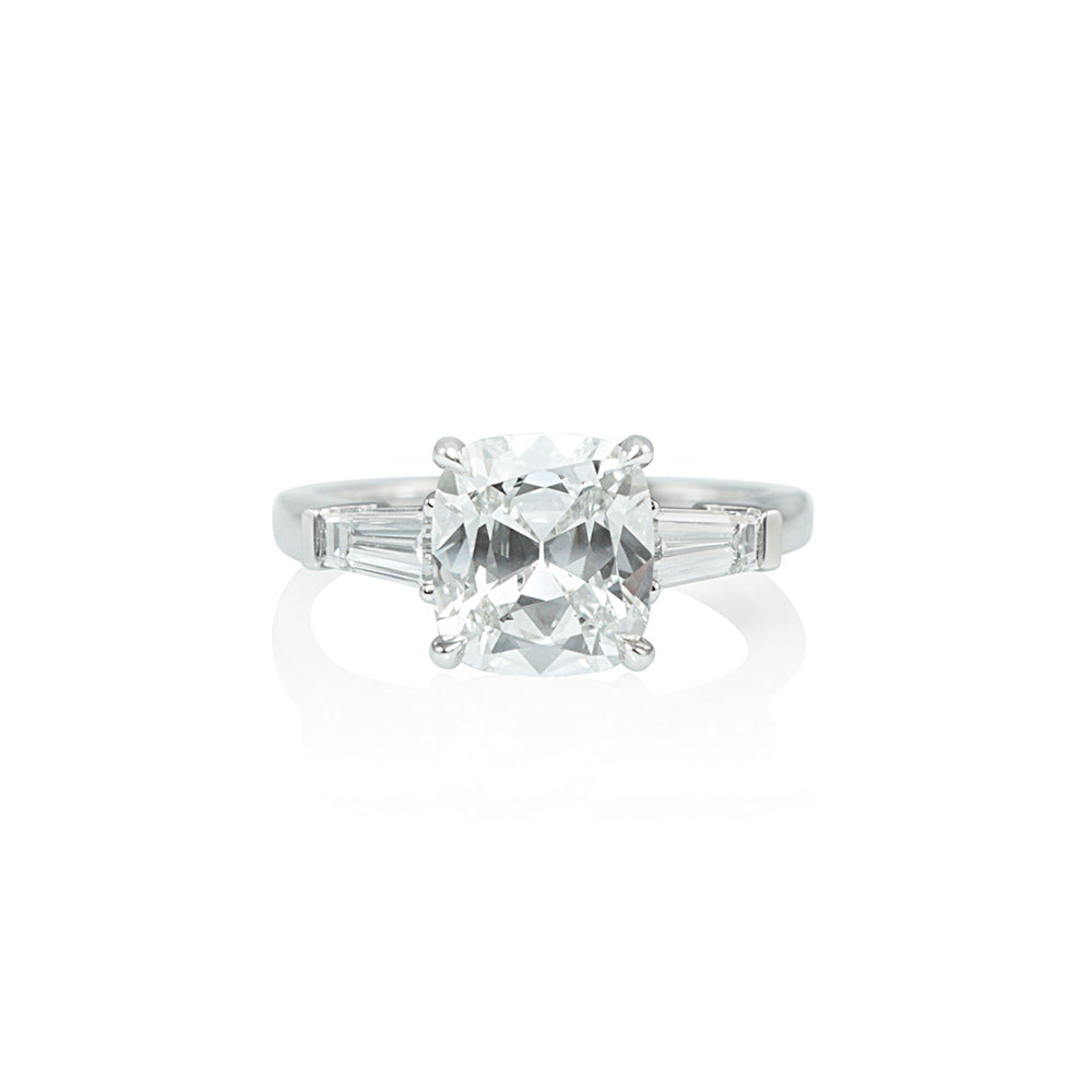 Cushion and Tapered Baguettes Engagement Ring for Lauren