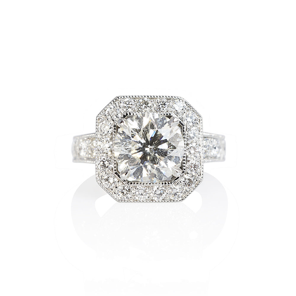 Octagon Halo with Floating Diamond Engagement Ring for Lee Ann