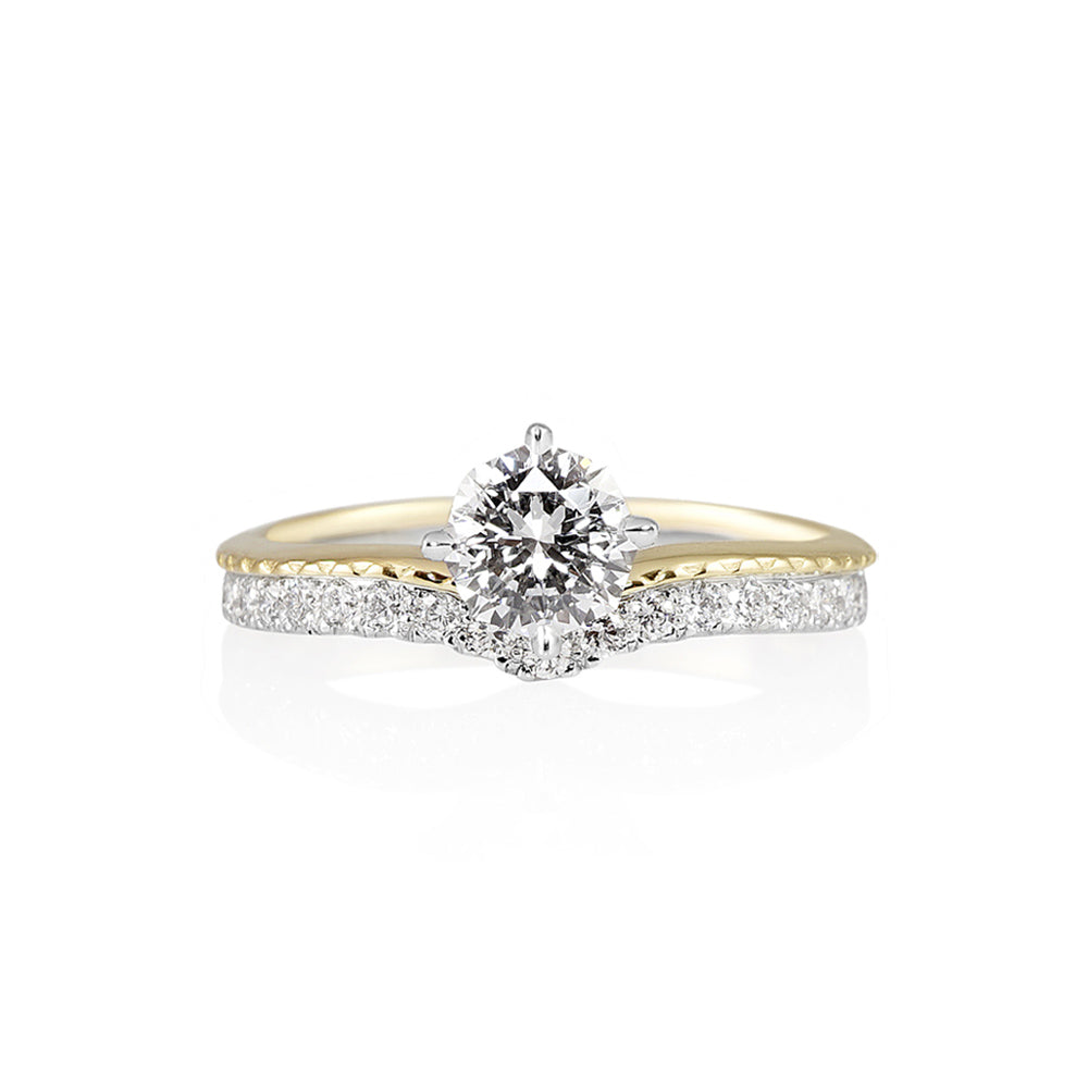 Leslie 88 Cut Diamond Two Tone Engagement Ring