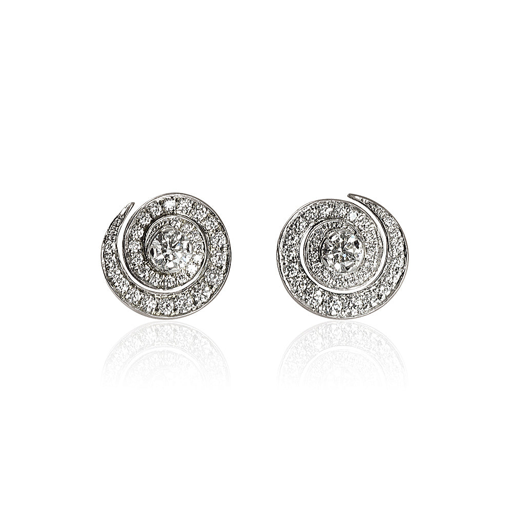 Spiral Diamond Stud Earrings for Leslie