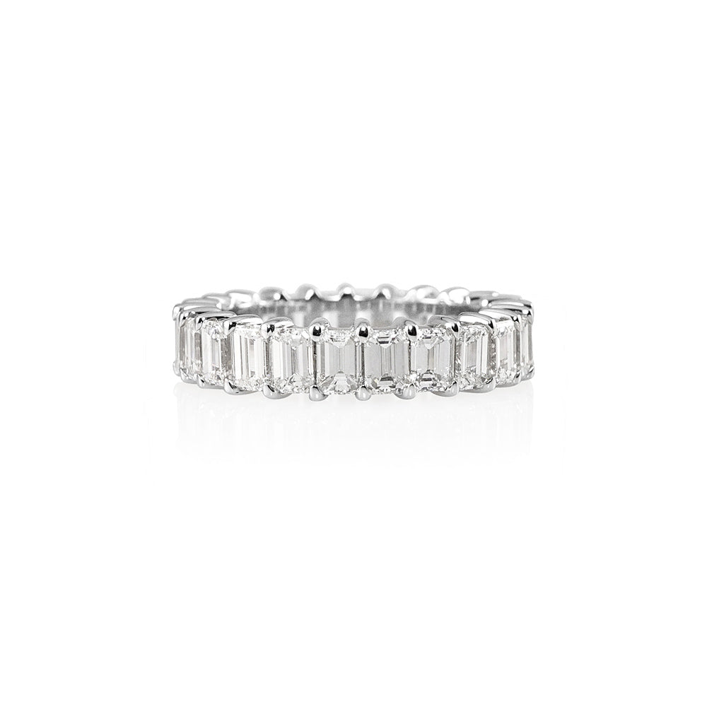 Lisa Platinum Emerald Cut Diamond Eternity Wedding Band