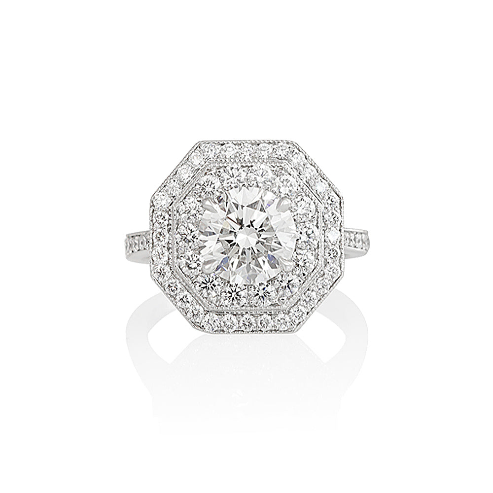 Double Octagon Halo Diamond Ring for Liz