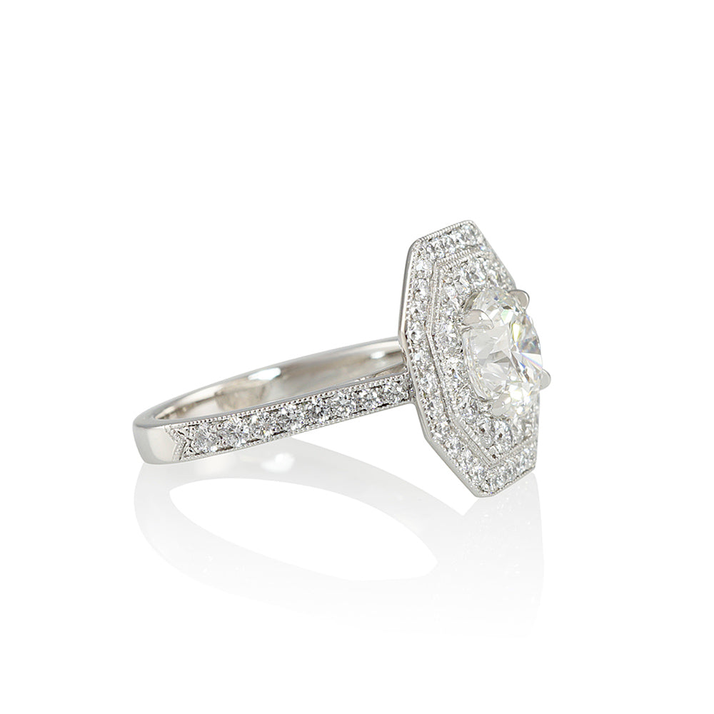 Double Octagon Halo Diamond Ring for Liz