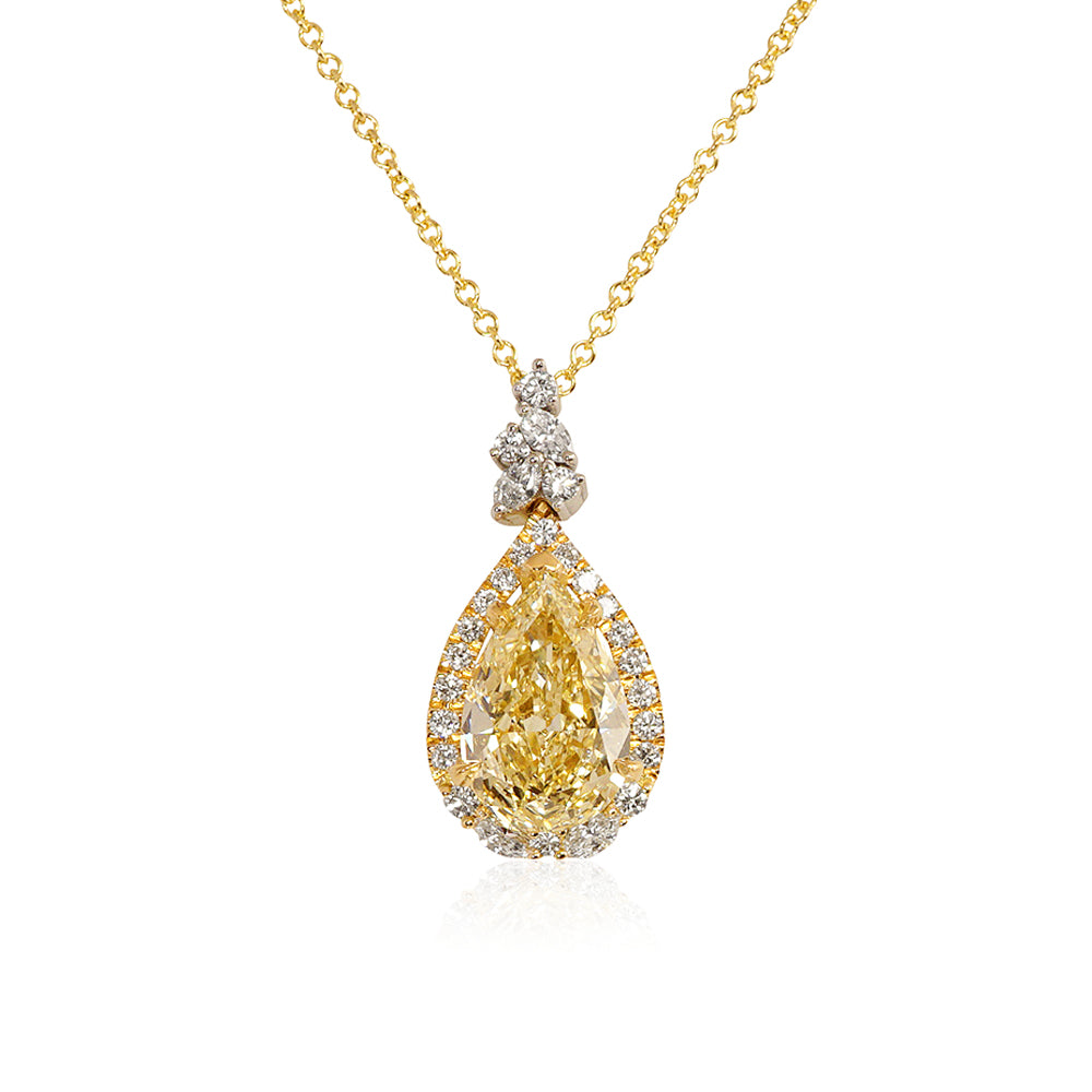 Fancy Yellow Pear-Shaped Diamond Necklace for Lori