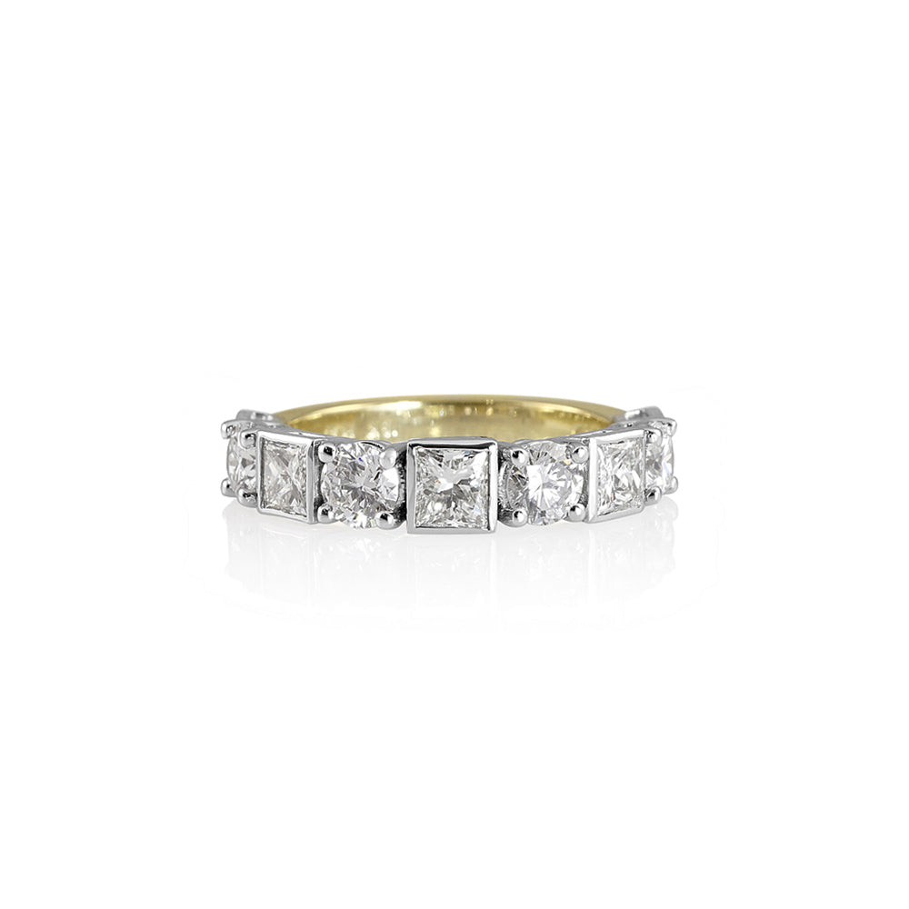 Lori Round and Princess Cut Wedding Ring