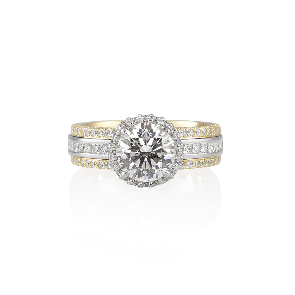 Lori Two Tone Engagement Ring with Diamond Collar