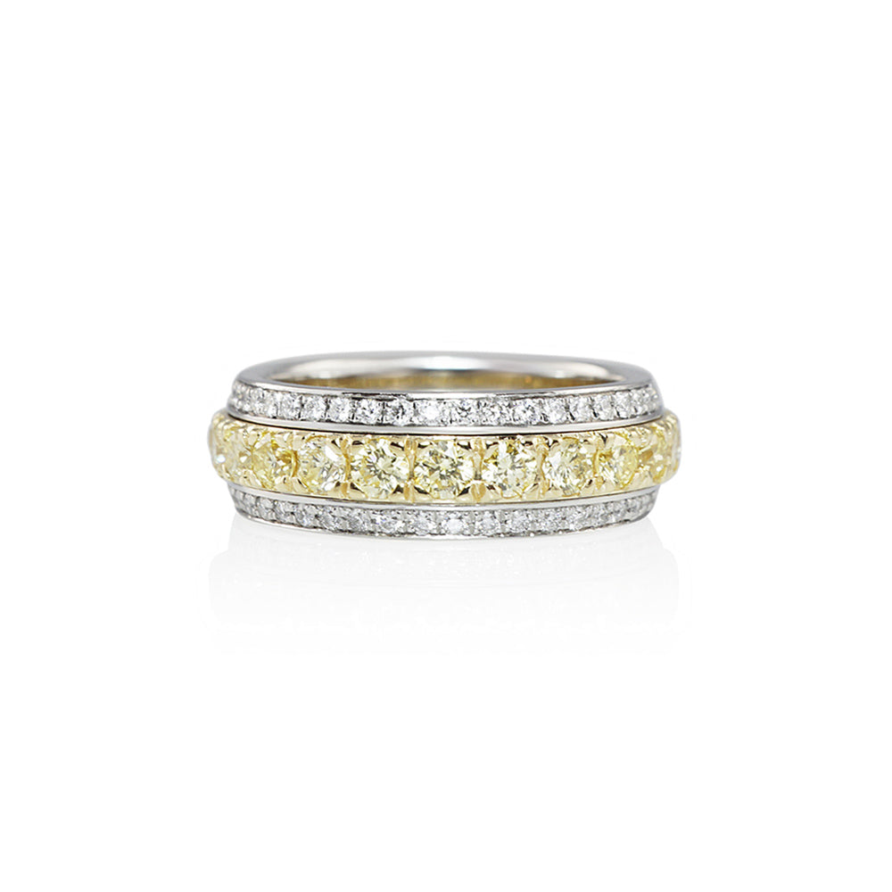 Lydia Fancy Yellow Diamond Two Tone Band Ring