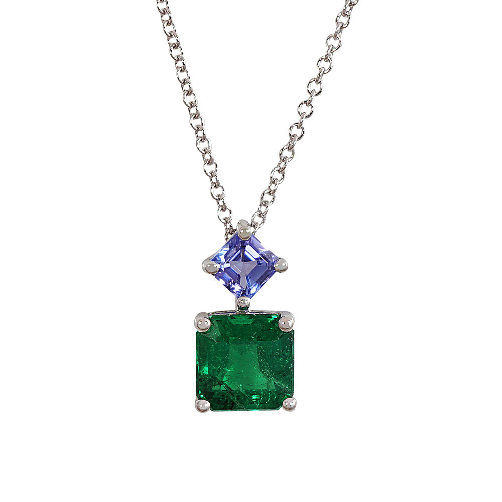 Emerald and Tanzanite Pendant for Maguire