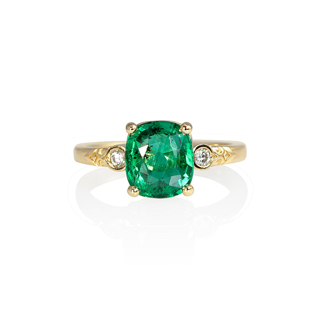 Mariel Emerald and Diamond Engagement Ring