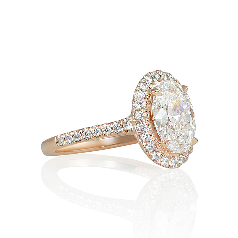 Rose Gold Oval Halo Engagement Ring for Marietta