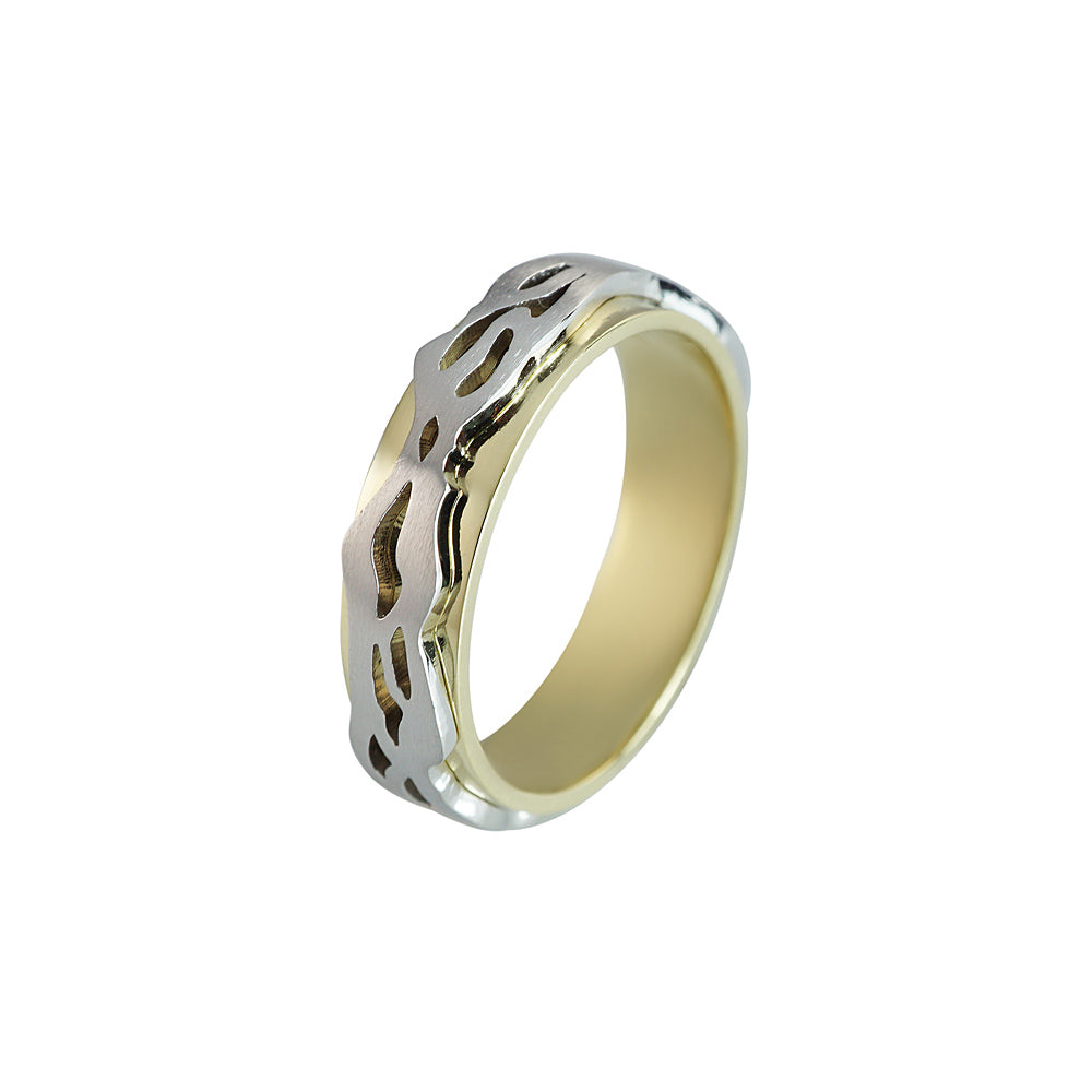 Green Gold and Platinum Wedding Band for Marius