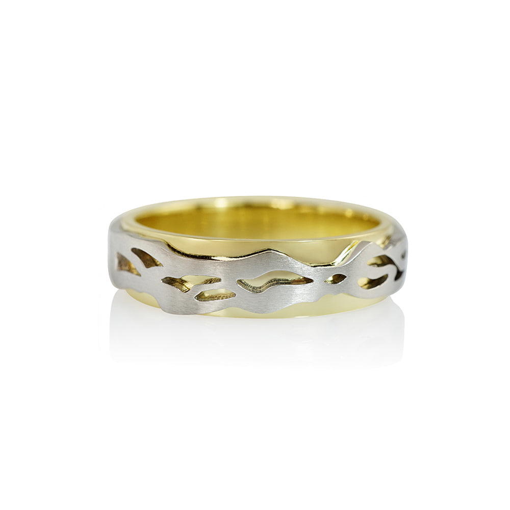 Green Gold and Platinum Wedding Band for Marius