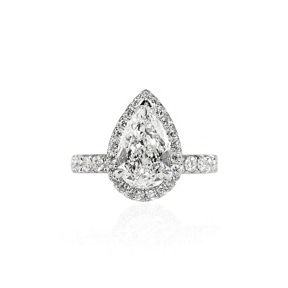 Maude Pear Cut Diamond and Halo Engagement Ring