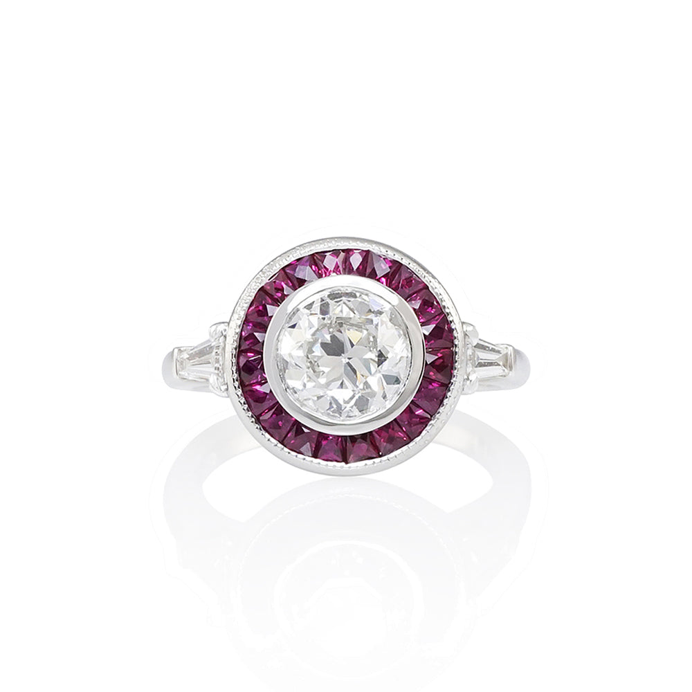 Custom Cut Ruby Halo Engagement Ring for Megan