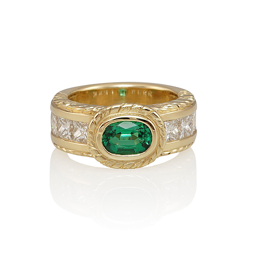 Yellow Gold Emerald and Diamond Exceptional Engagement Ring for Melissa