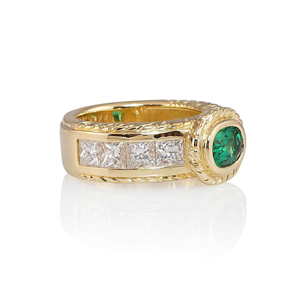 Yellow Gold Emerald and Diamond Exceptional Engagement Ring for Melissa