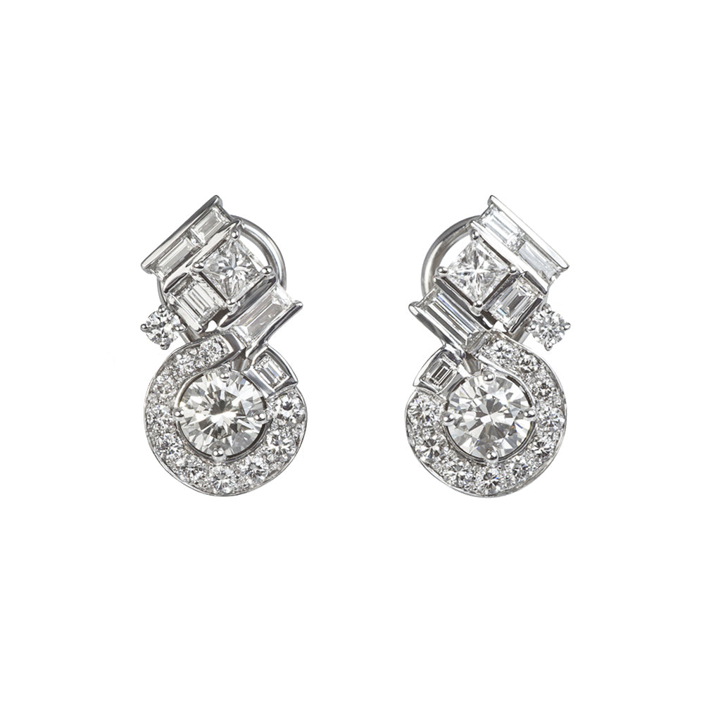 Art Deco Diamond Cluster Earrings for Melissa