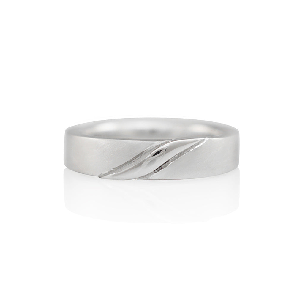 Two-Textured Men's Wedding Band With Mobius Wave for Melvyn