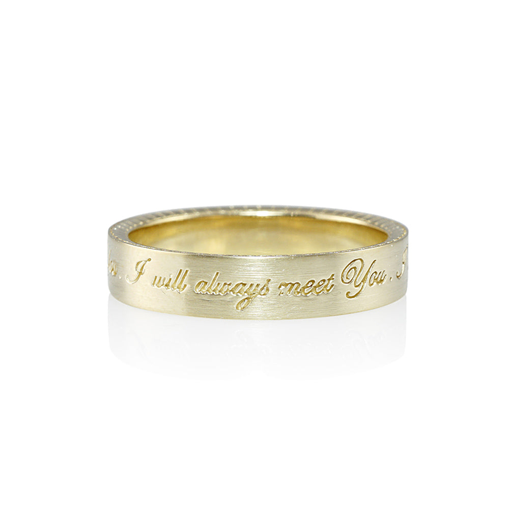 Men's Gold Wedding Band with Message for Clifford