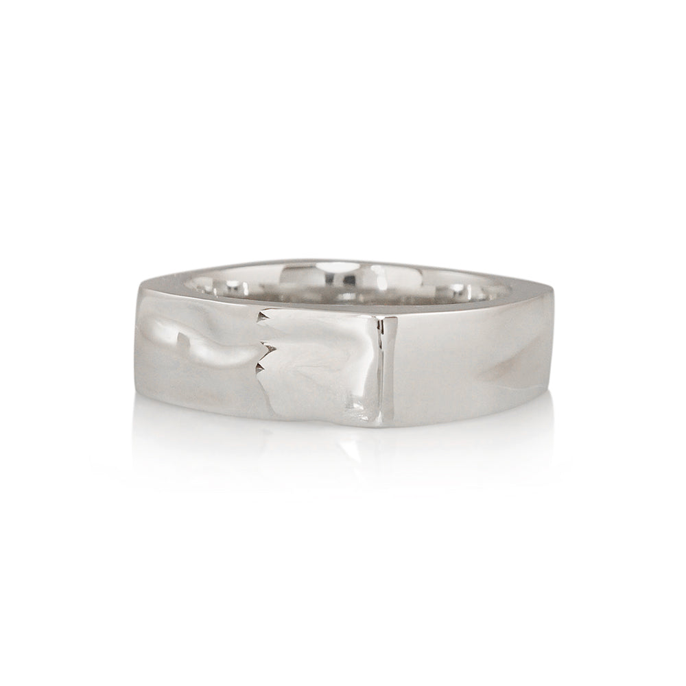 Platinum Molten Square Men's Ring for Michael