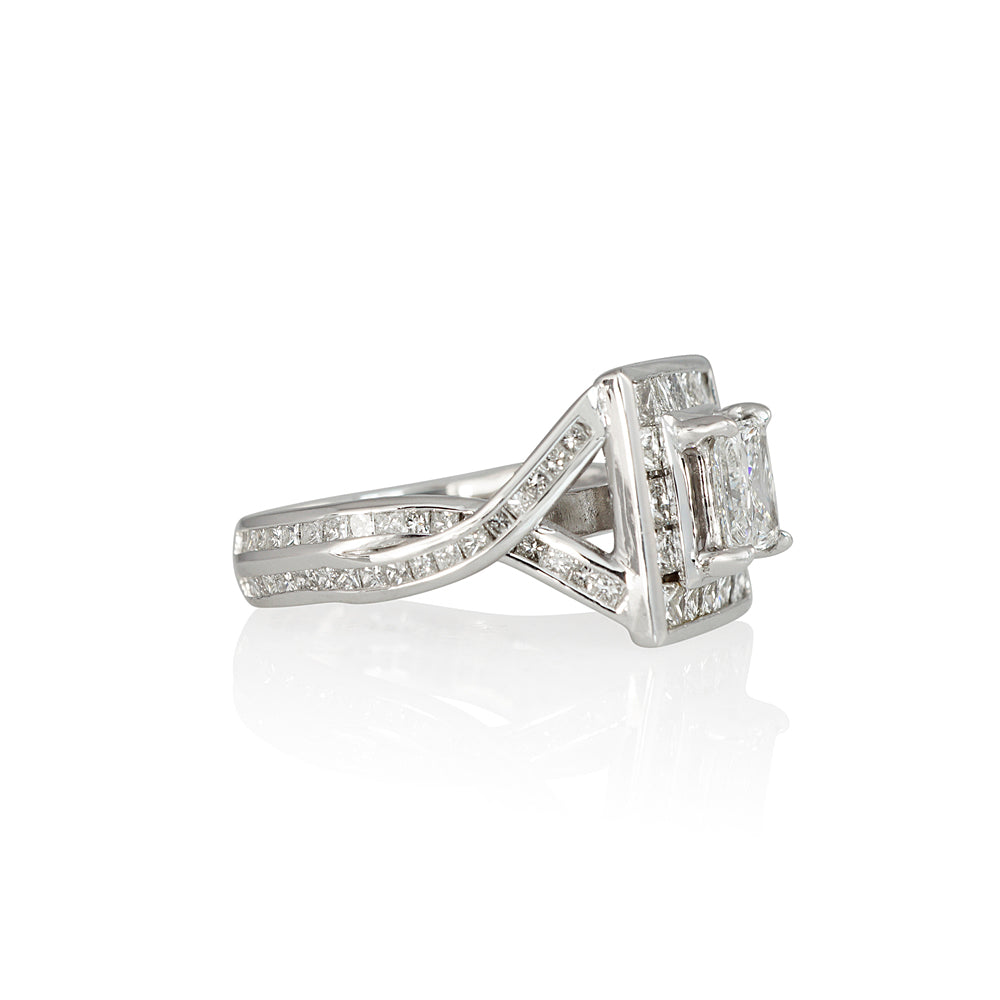 Princess Cut Diamond Halo and Criss Cross Engagement Ring for Monique