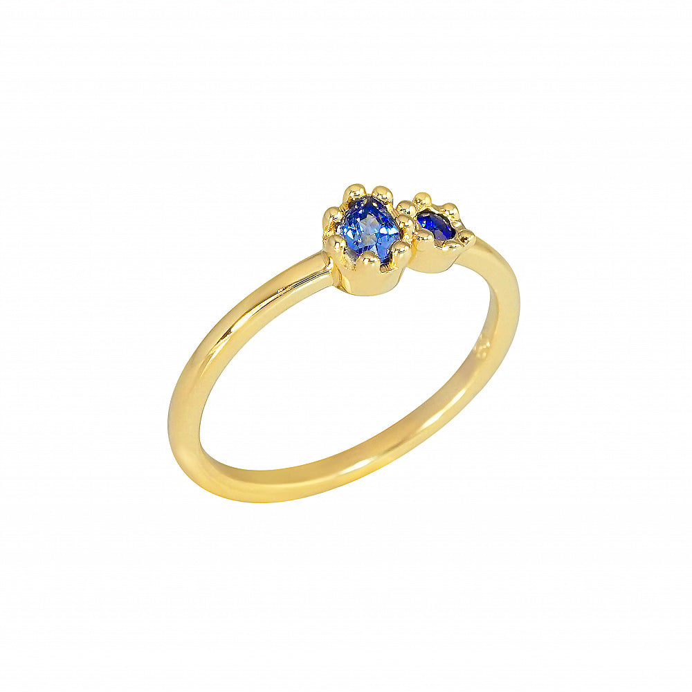 Double Sapphire Flower Ring for Morgan