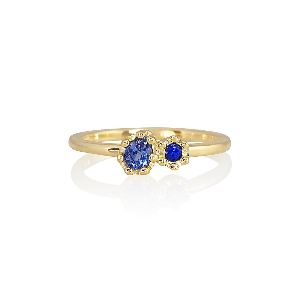 Double Sapphire Flower Ring for Morgan